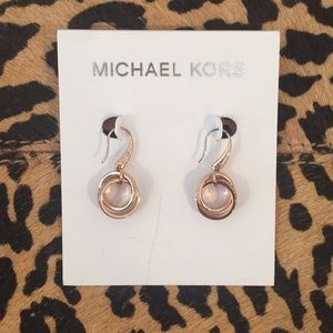 New Michael Kors Rose Gold Crystal Dangle Earrings